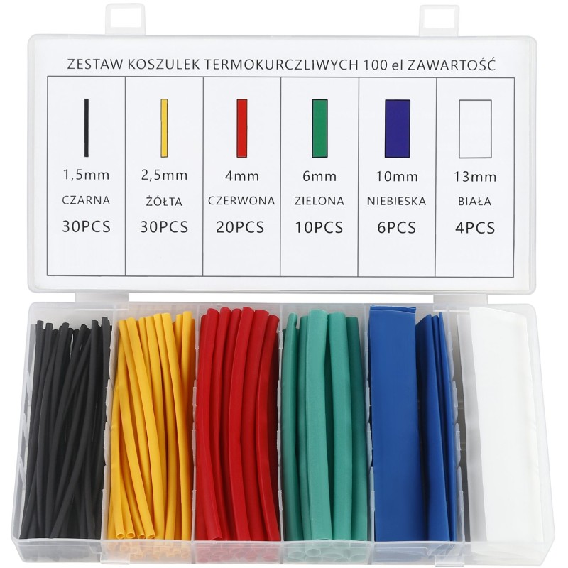 Koszulki rurki termokurczliwe zestaw 100szt. KD10918
