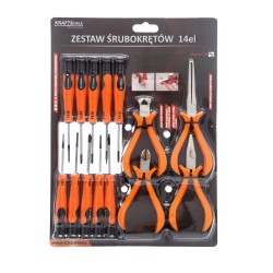 Zestaw śrubokrętów i szczypiec 14szt. . KD10894