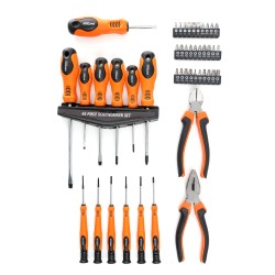 Zestaw śrubokrętów, szczypiec i bitów 45szt. . KD10893