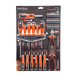 Zestaw śrubokrętów, szczypiec i bitów 45szt. . KD10893