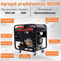 Agregat prądotwórczy 9kW ZŁĄCZE 32A 230V KD169