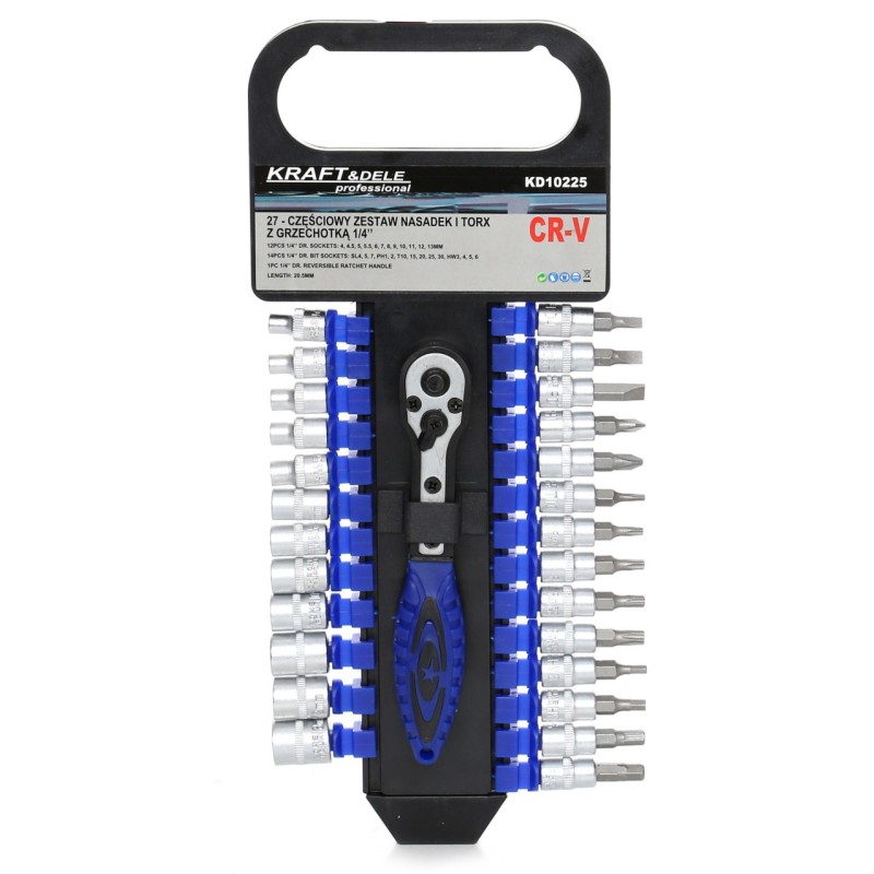 Zestaw Nasadek z Grzechotką 1/4" KD10225 27el.