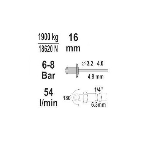 Nitownica pneumatczna 16mm / 54 l /min
