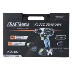 KLUCZ UDAROWY AKUMULATOROWY 21V - ZESTAW Z NASADKAMI KD3407