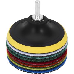 Zestaw tarcz diamentowych gradacja 50 - 3000, adapter M12, dysk, rękawiczki WDS2212