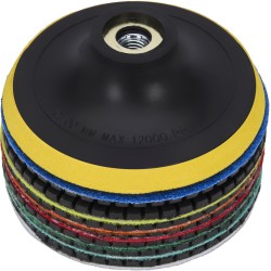 Zestaw tarcz diamentowych gradacja 50 - 3000, adapter M12, dysk, rękawiczki WDS2212