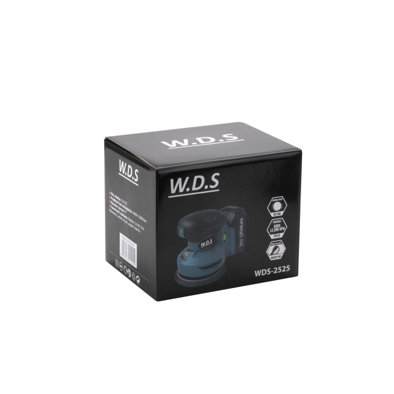 SZLIFIERKA MIMOŚRODOWA AKUMULATOROWA 21V 125mm + AKUMULATOR 3Ah + ŁADOWARKA WDS2525