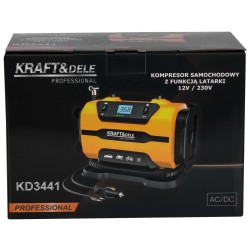 Kompresor samochodowy z funkcją latarki 12/230V KD3441