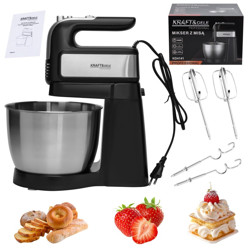 Mikser kuchenny ręczny z misą 1000W 4,5L KD4141