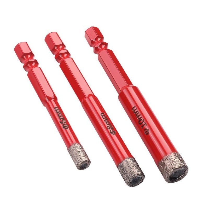 Zestaw otwornic diamentowych do gresu 3 elementy HEX 6 8 10 mm KD12645