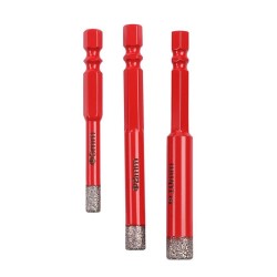 Zestaw otwornic diamentowych do gresu 3 elementy HEX 6 8 10 mm KD12645