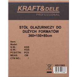 Stół glazurniczy do dużych formatów 360x150x80cm KD11983