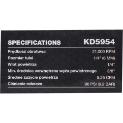 SZLIFIERKA PNEUMATYCZNA KĄTOWA KD5954