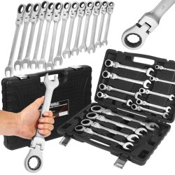 KLUCZE PŁASKO-OCZKOWE Z GRZECHOTKĄ ŁAMANE 13szt 8-32mm KD11305