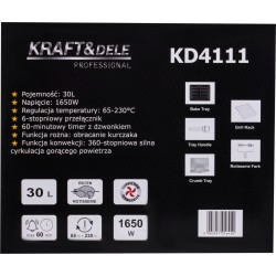 KUCHENKA ELEKTRYCZNA 30L 1650W FUNKCJA ROŻNA+AKCESORIA KD4111