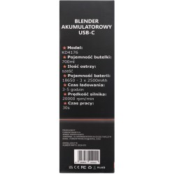 BLENDER AKUMULATOROWY USB-C 700ML 2x2500mAh KD4176