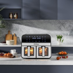 FRYTKOWNICA BEZTŁUSZCZOWA 9L 2500W DWIE KOMORY 4,5L + LCD KD4179