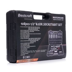 Zestaw Kluczy NASADOWYCH Z GRZECHOTKAMI  EC303 108EL. Walizka