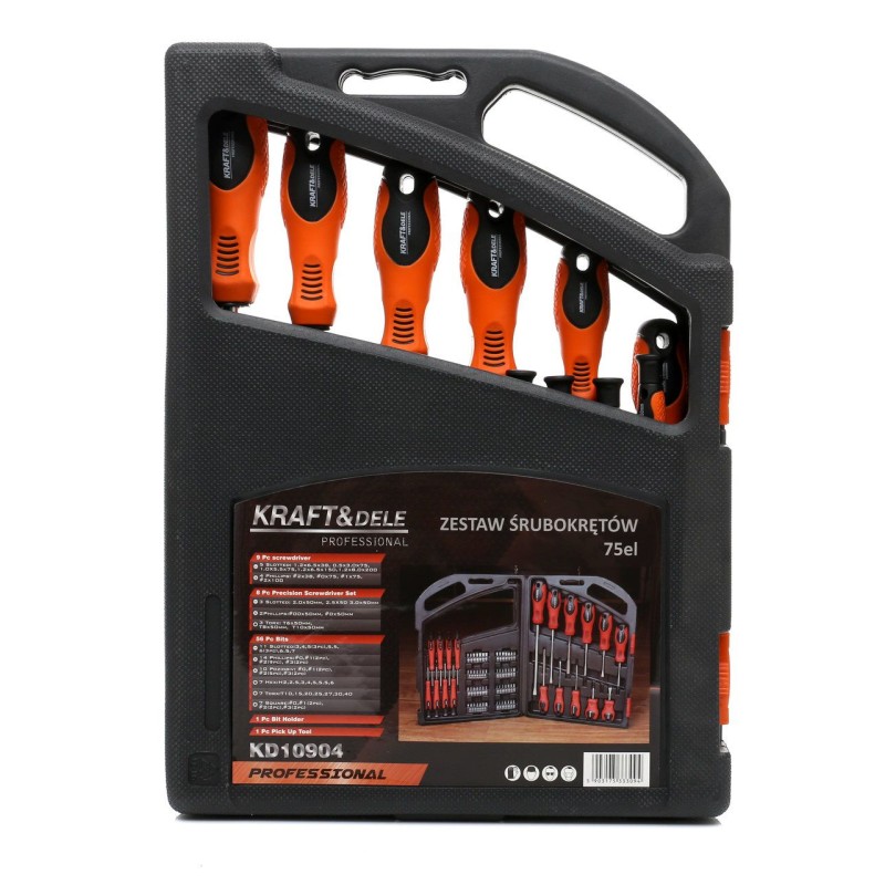 Zestaw śrubokrętów i bitów 75el. KD10904