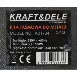 PIŁA TAŚMOWA PRZECINARKA METALU KRAFT&DELE KD1734