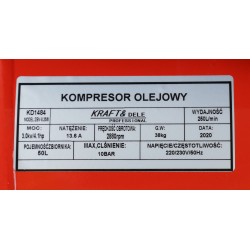 KOMPRESOR OLEJOWY SPRĘŻARKA 50L KD1484