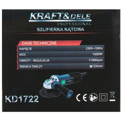 SZLIFIERKA KĄTOWA 1600W KD1722